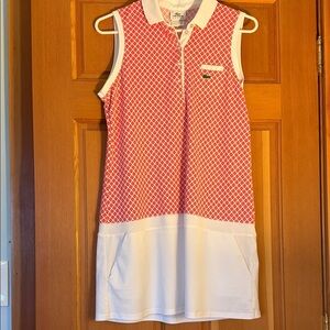Lacoste Red and White Sleeveless Dress